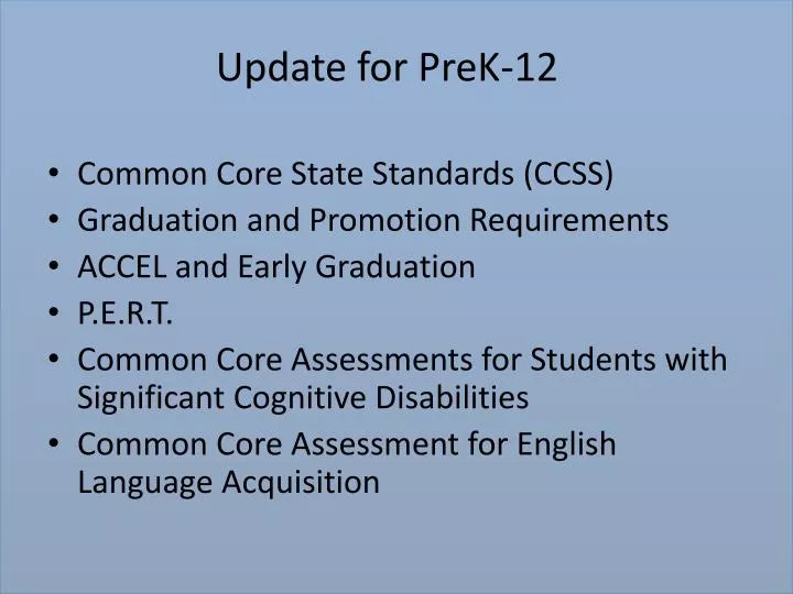 update for prek 12