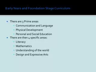 Early Years and Foundation Stage Curriculum