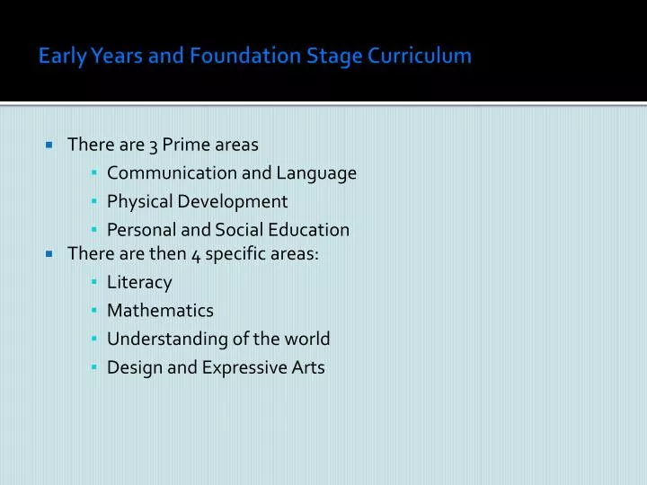 early years and foundation stage curriculum