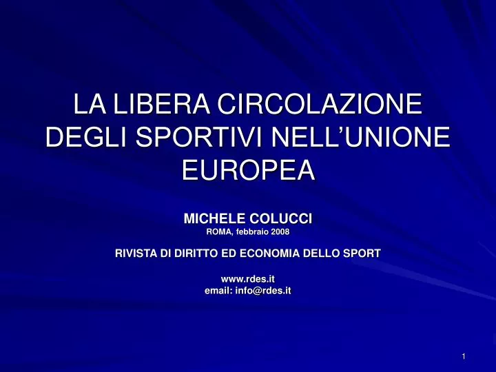 la libera circolazione degli sportivi nell unione europea