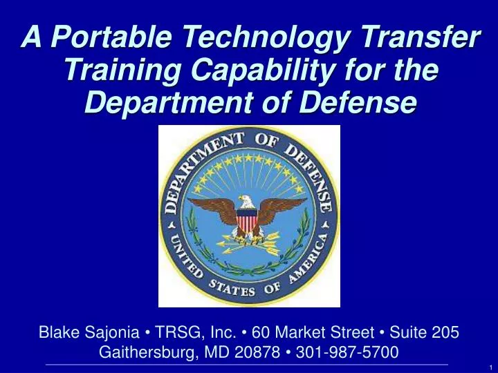 a portable technology transfer training capability for the department of defense
