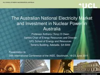 The Australian National Electricity Market and Investment in Nuclear Power in Australia
