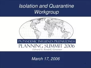 Isolation and Quarantine Workgroup