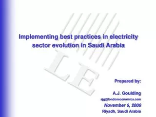 Implementing best practices in electricity sector evolution in Saudi Arabia