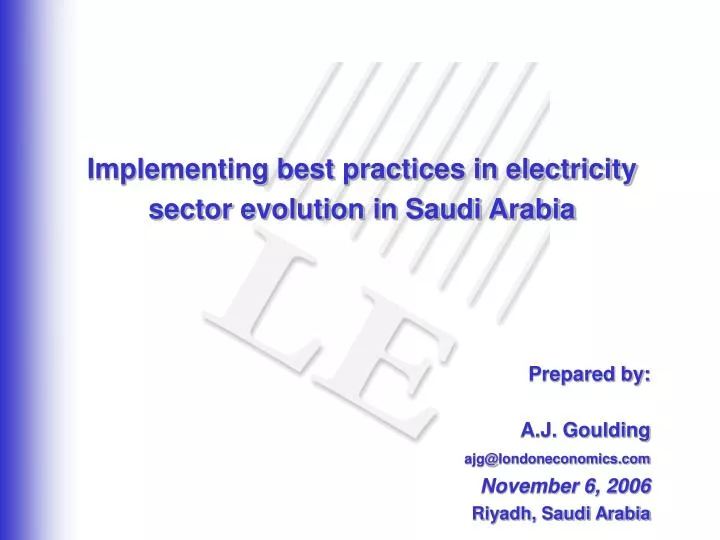 implementing best practices in electricity sector evolution in saudi arabia