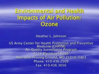 Environmental and Health Impacts of Air Pollution: Ozone