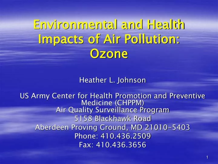 environmental and health impacts of air pollution ozone