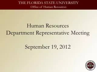 Human Resources Department Representative Meeting September 19, 2012