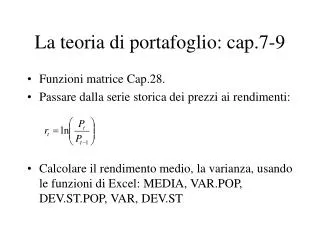 la teoria di portafoglio cap 7 9