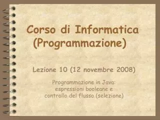 Corso di Informatica (Programmazione)