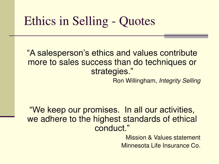ethics in selling quotes