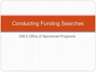 Conducting Funding Searches