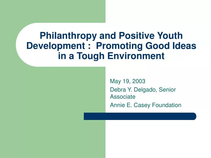 philanthropy and positive youth development promoting good ideas in a tough environment