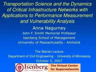 Transportation Science and the Dynamics of Critical Infrastructure Networks with Applications to Performance Measurement