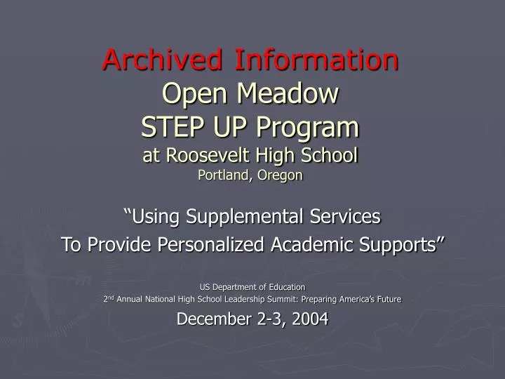 archived information open meadow step up program at roosevelt high school portland oregon