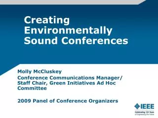 Creating Environmentally Sound Conferences