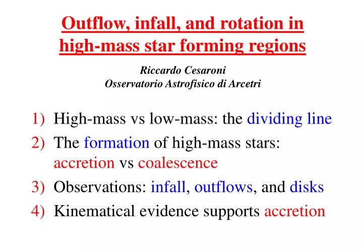 outflow infall and rotation in high mass star forming regions