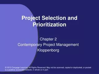 Project Selection and Prioritization