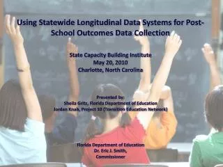 Using Statewide Longitudinal Data Systems for Post-School Outcomes Data Collection State Capacity Building Institute May