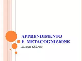 apprendimento e metacognizione