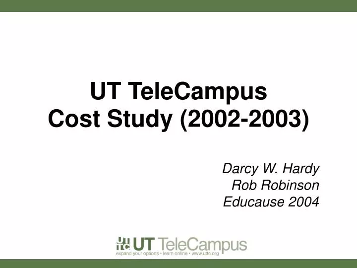 ut telecampus cost study 2002 2003