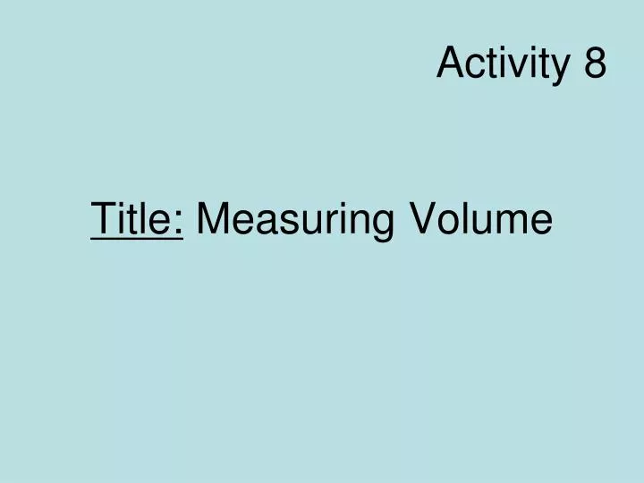 title measuring volume