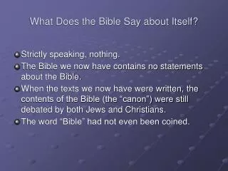 What Does the Bible Say about Itself?