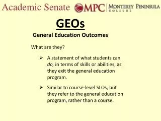 GEOs General Education Outcomes
