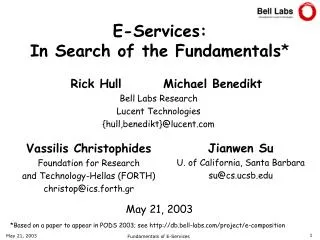 E-Services: In Search of the Fundamentals *