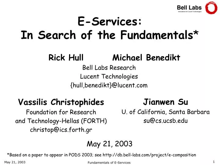 e services in search of the fundamentals