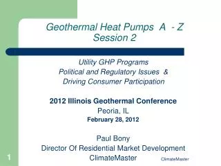 Geothermal Heat Pumps A - Z Session 2