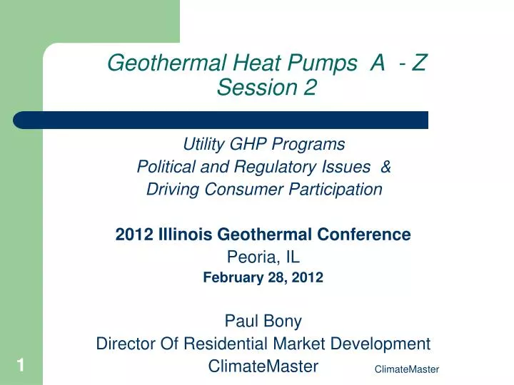 geothermal heat pumps a z session 2