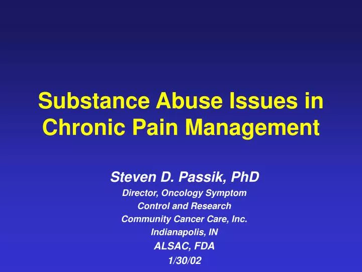substance abuse issues in chronic pain management