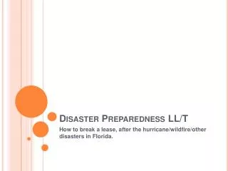 Disaster Preparedness LL/T