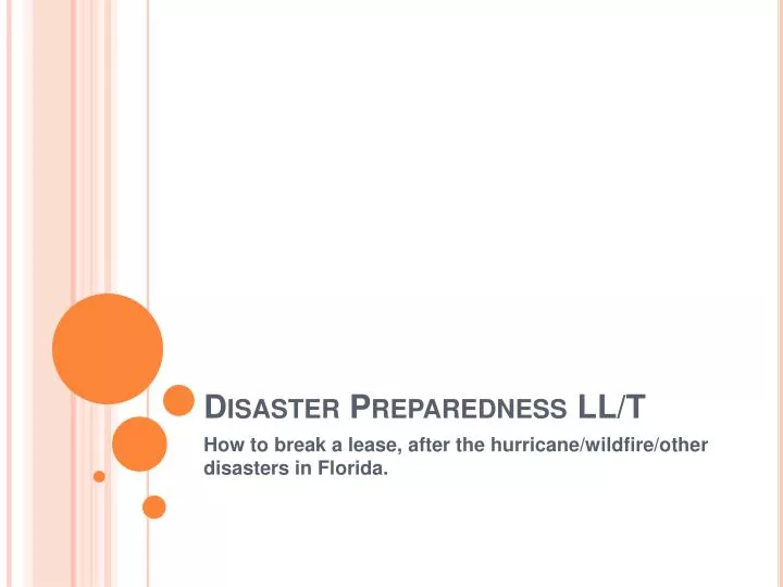 disaster preparedness ll t