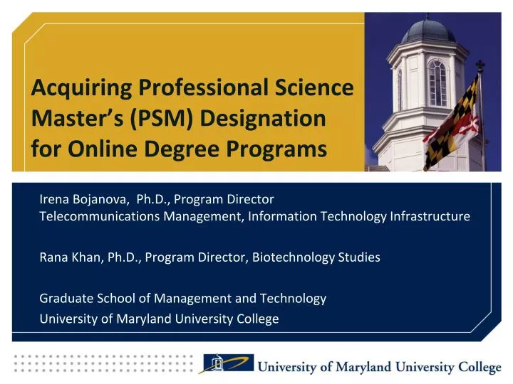 acquiring professional science master s psm designation for online degree programs