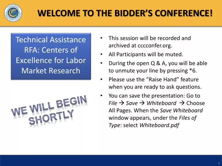 welcome to the bidder s conference