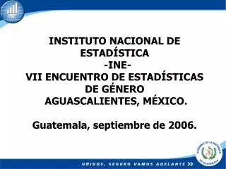 INSTITUTO NACIONAL DE ESTADÍSTICA -INE- VII ENCUENTRO DE ESTADÍSTICAS DE GÉNERO AGUASCALIENTES, MÉXICO. Guatemala, s