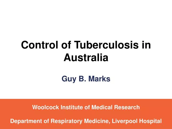 control of tuberculosis in australia