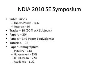 NDIA 2010 SE Symposium