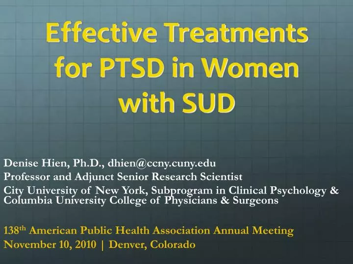 effective treatments for ptsd in women with sud