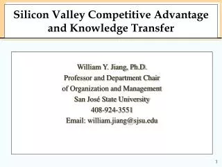 Silicon Valley Competitive Advantage and Knowledge Transfer