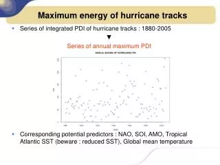 Maximum energy of hurricane tracks