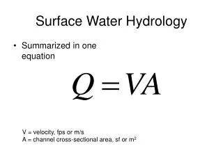 Surface Water Hydrology