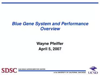 blue gene system and performance overview