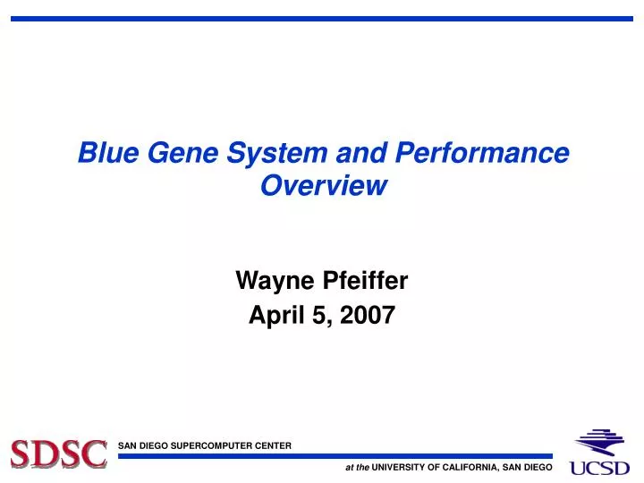 blue gene system and performance overview