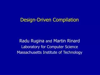 Design-Driven Compilation
