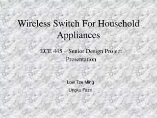 Wireless Switch For Household Appliances