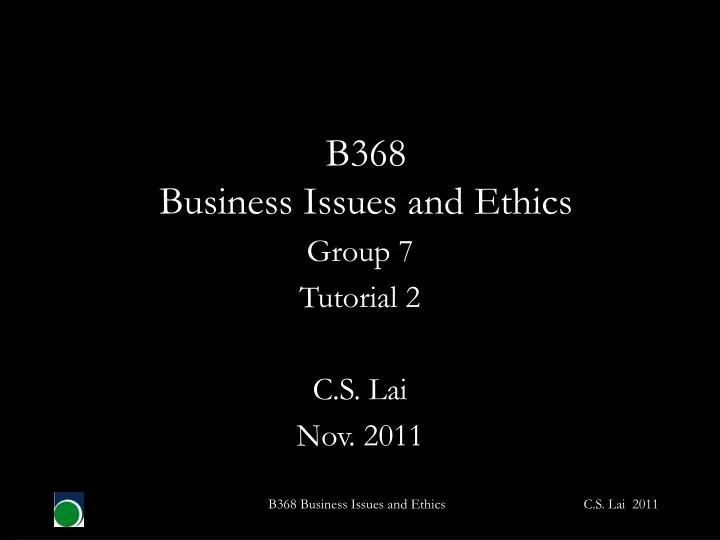 b368 business issues and ethics