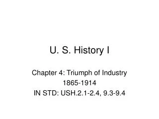U. S. History I